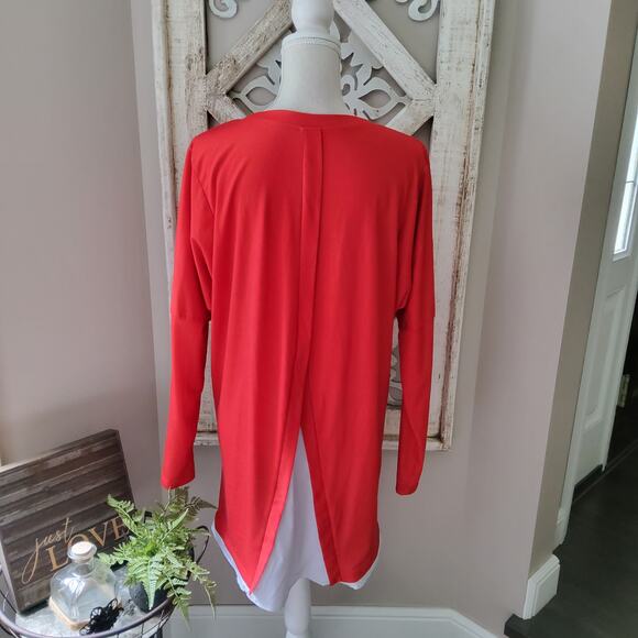 Women's Long Sleeve Layered Christmas Santa Clause Gnome Tunic Top T-Shirt Red - Picture 5 of 9